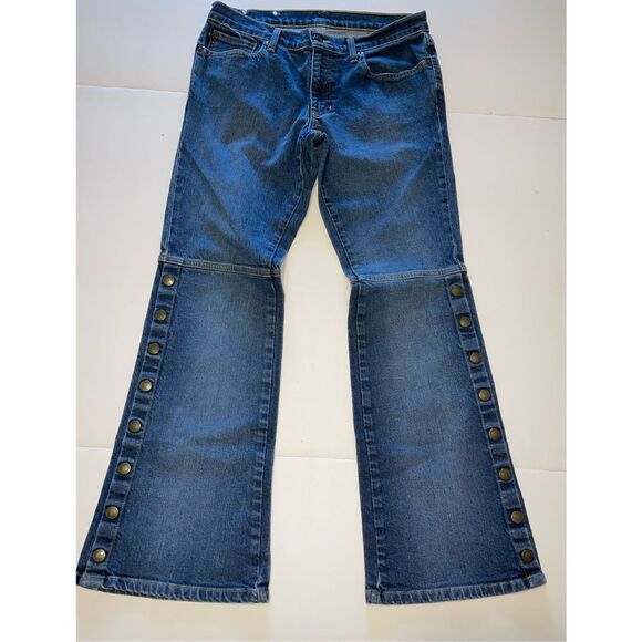 Rare Vintage POLO JEANS COMPANY Bootcut Snaps Denim Jeans 2000s Women’s Blue 10 - Picture 1 of 8